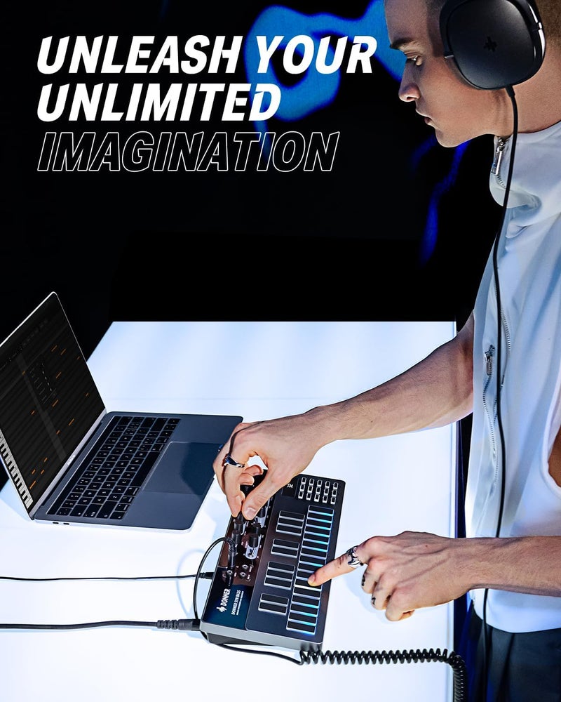 Donner Analog Bass Synthesizer and Sequencer, Essential B1 with Intuitive User Interface, 128 Patterns Memory, Saturation & Delay Effects, Make for Classic Acid Sound - Image 2